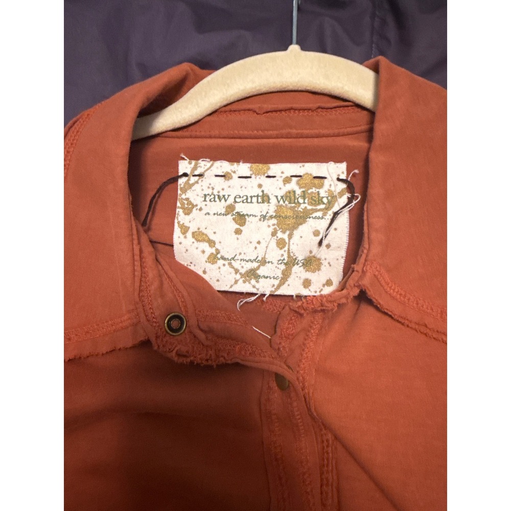 Raw Earth Wild Sky Organic Supima Cotton Shirt Dress Burnt Orange Womens Medium - Picture 6 of 8